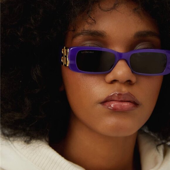 NEW BALENCIAGA DYNASTY MICRO VIOLET SUNGLASSES FEATURING BB LOGO BB0096S 004 - Picture 3 of 7